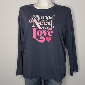 Life Is Good Blue Pink Inspirational Long Sleeve Cotton T-shirt L